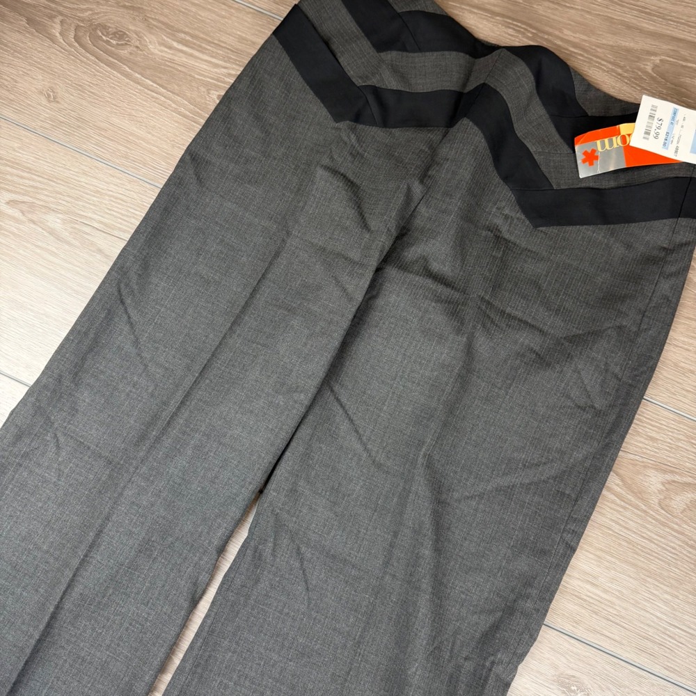 BCBGMAXAZRIA Women Trouser Behati Classic Wide Leg Wool Blend Grey Size 12